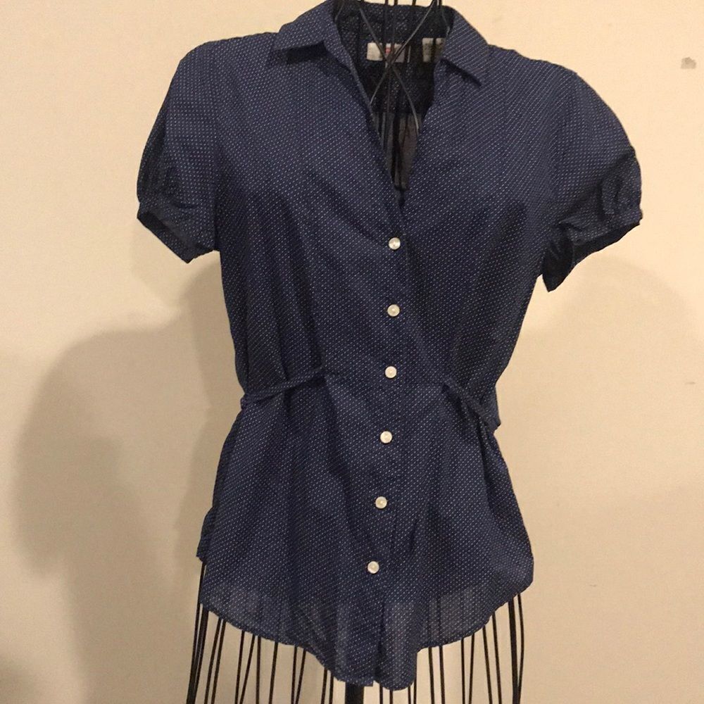 Levi's Navy Blue Polka Dot Button-Up Blouse
